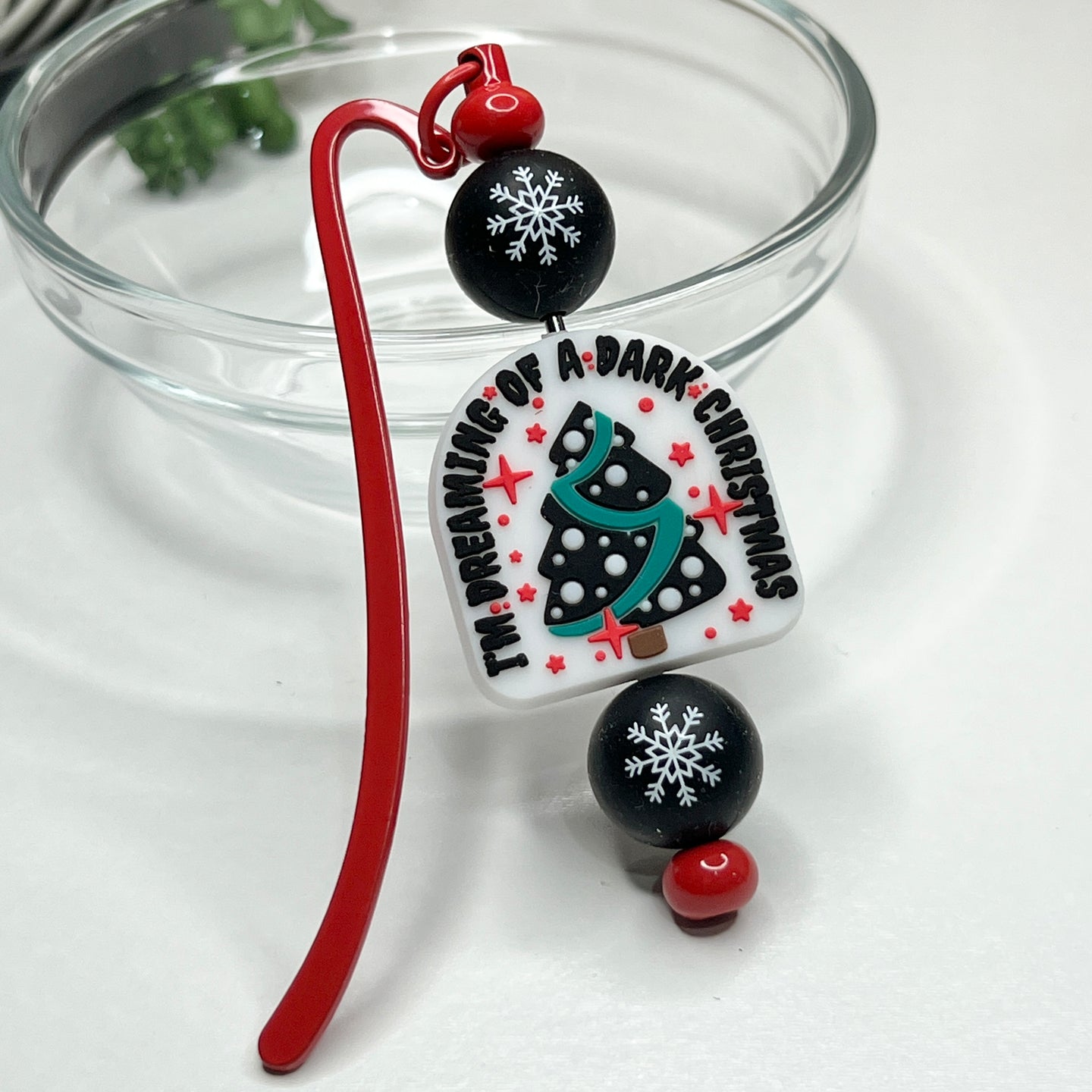 Dark Christmas Beaded Bookmark